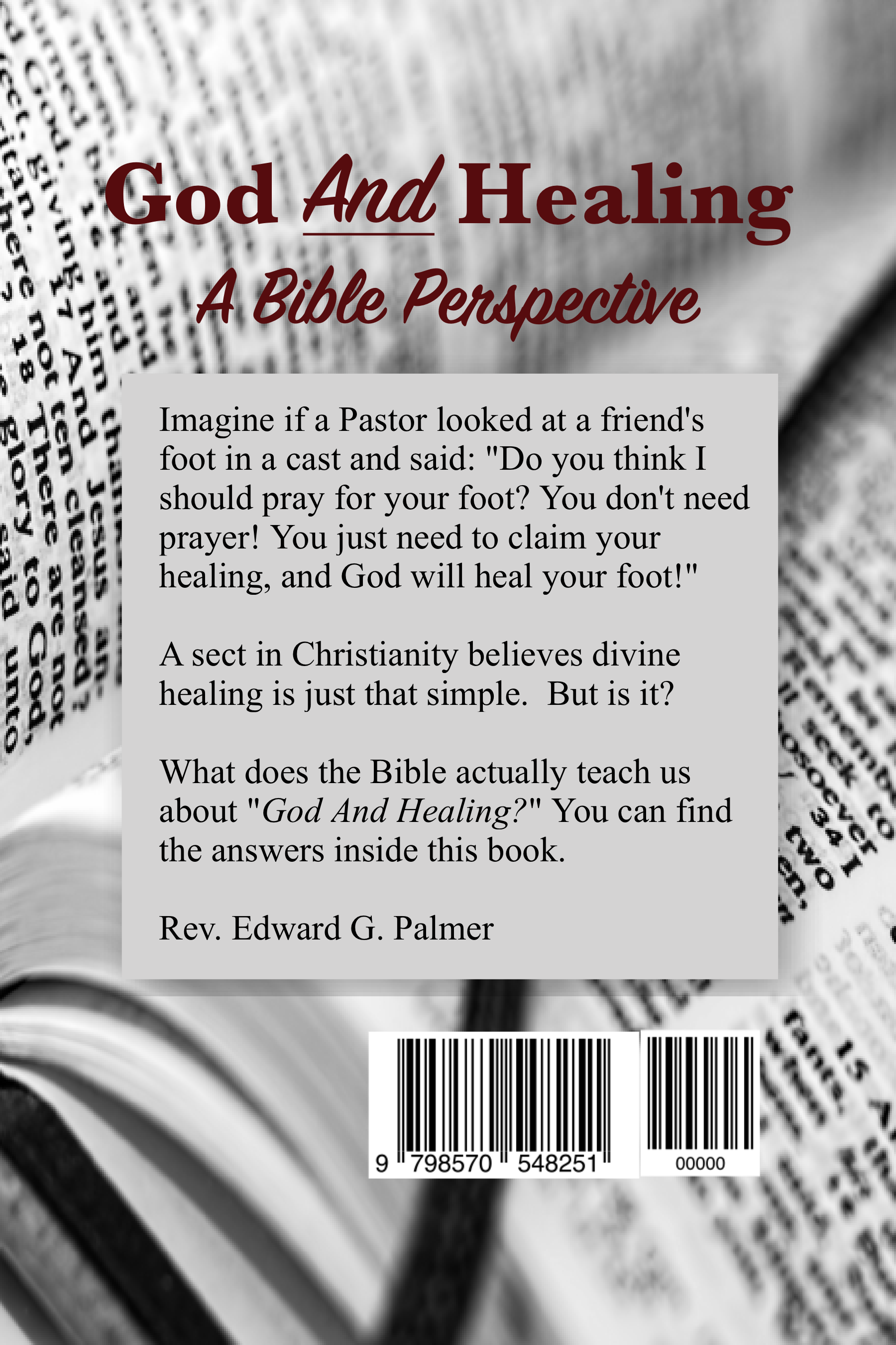 Back cover of God And Heainng: A Bible Perspective